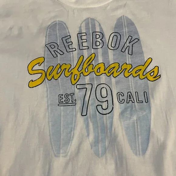 Reebok Surfboards Graphic Tee White Cali Surf Shirt Mens L - Picture 2 of 7